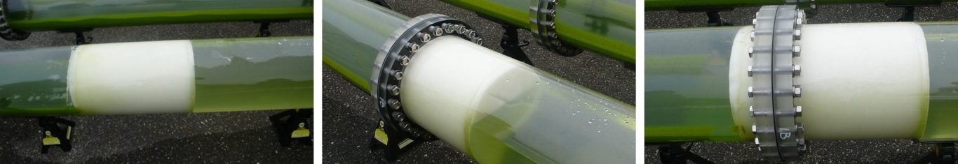 Spons gaat de buis in - AlgClean Volautomatische sponsreiniging in de 30 cm algenbuis van algclean. De spons reist met de waterstroom mee en verwijdert algengroei van h